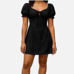 Quest Women’s Peasant Dress Small Black Eyelet Off Shoulder Puff Sleeve NWT
